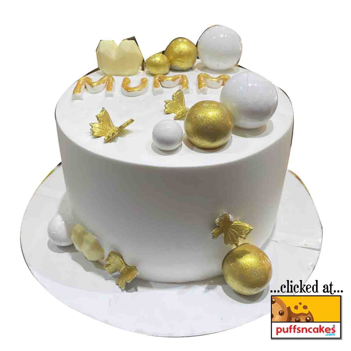 (1237) General Theme White Golden Cake